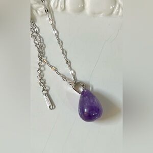 Amethyst Teardrop Pendant Necklace